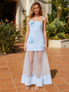 Mesh A-Line Spaghetti Straps Formal Dresses with 3D Flowers