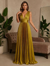 Chiffon A-Line V Neck Formal Dresses with Delicate Pleated