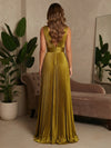 Chiffon A-Line V Neck Formal Dresses with Delicate Pleated