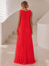 Chiffon A-Line Crew Neck Formal Dresses with Delicate Pleated
