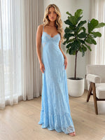 Floral Stretch Lace A-Line Spaghetti Straps Formal Dresses with Side Waist Cutouts