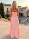 Satin A-Line Strapless Formal Dresses with 3D Flowers