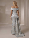 Jacquard Mermaid Off Shoulder Formal Dresses with Wraps