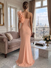 Jersey Mermaid One Shoulder Formal Dresses with 3D Flowers