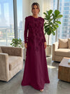 Jersey A-Line Crew Neck Formal Dresses with 3D Flowers