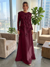 Jersey A-Line Crew Neck Formal Dresses with 3D Flowers
