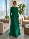 Jersey A-Line Crew Neck Formal Dresses with 3D Flowers