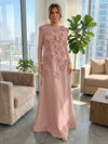 Jersey A-Line Crew Neck Formal Dresses with 3D Flowers