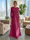 Jersey A-Line Crew Neck Formal Dresses with 3D Flowers