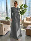 Jersey A-Line Crew Neck Formal Dresses with 3D Flowers