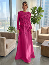 Jersey A-Line Crew Neck Formal Dresses with 3D Flowers