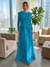 Jersey A-Line Crew Neck Formal Dresses with 3D Flowers