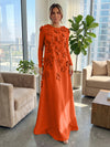 Jersey A-Line Crew Neck Formal Dresses with 3D Flowers