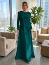 Jersey A-Line Crew Neck Formal Dresses with 3D Flowers