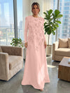 Jersey A-Line Crew Neck Formal Dresses with 3D Flowers