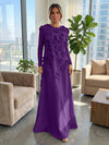 Jersey A-Line Crew Neck Formal Dresses with 3D Flowers