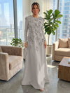 Jersey A-Line Crew Neck Formal Dresses with 3D Flowers