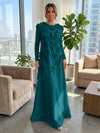 Jersey A-Line Crew Neck Formal Dresses with 3D Flowers
