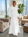 Jersey A-Line Crew Neck Formal Dresses with 3D Flowers