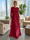 Jersey A-Line Crew Neck Formal Dresses with 3D Flowers