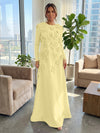 Jersey A-Line Crew Neck Formal Dresses with 3D Flowers