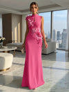 Jersey Mermaid High Neck Formal Dresses with 3D Flowers