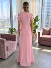 Jersey A-Line Crew Neck Formal Dresses with 3D Flowers
