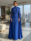 Jersey A-Line High Neck Formal Dresses with Wraps