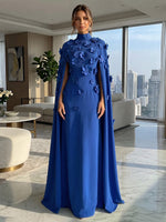 Jersey A-Line High Neck Formal Dresses with Wraps