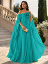 Chiffon Sheath Off Shoulder Formal Tent/ Trapeze Dresses with Sash