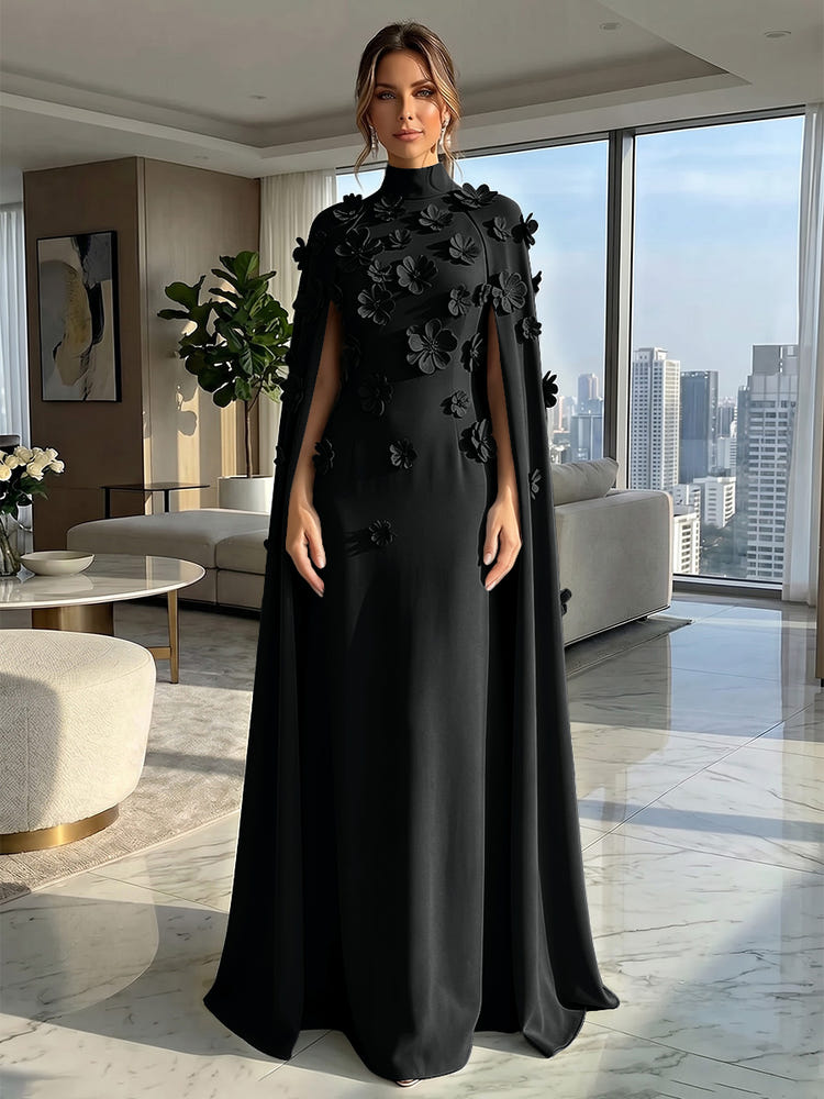 Jersey A-Line High Neck Formal Dresses with Wraps