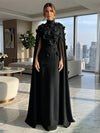 Jersey A-Line High Neck Formal Dresses with Wraps