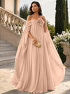 Chiffon Sheath Off Shoulder Formal Tent/ Trapeze Dresses with Sash