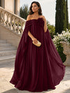 Chiffon Sheath Off Shoulder Formal Tent/ Trapeze Dresses with Sash