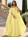 Chiffon Sheath Off Shoulder Formal Tent/ Trapeze Dresses with Sash