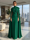 Jersey A-Line High Neck Formal Dresses with Wraps