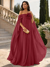 Chiffon Sheath Off Shoulder Formal Tent/ Trapeze Dresses with Sash