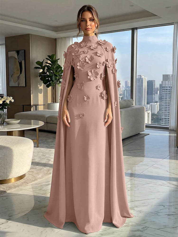 Jersey A-Line High Neck Formal Dresses with Wraps