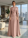 Jersey A-Line High Neck Formal Dresses with Wraps