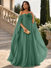 Chiffon Sheath Off Shoulder Formal Tent/ Trapeze Dresses with Sash