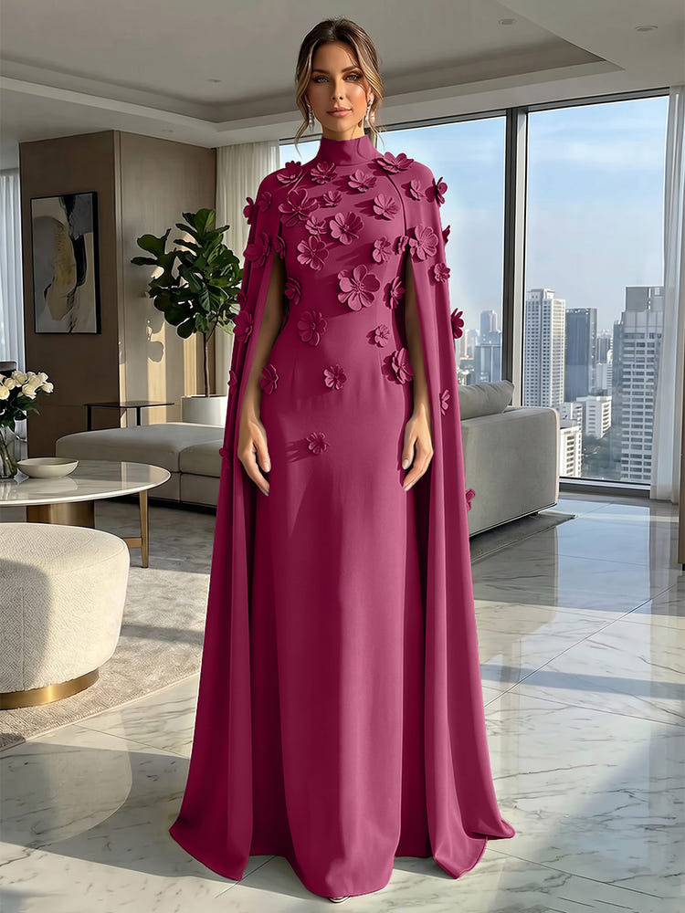 Jersey A-Line High Neck Formal Dresses with Wraps