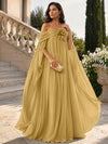 Chiffon Sheath Off Shoulder Formal Tent/ Trapeze Dresses with Sash