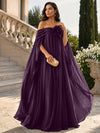 Chiffon Sheath Off Shoulder Formal Tent/ Trapeze Dresses with Sash