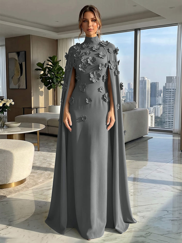 Jersey A-Line High Neck Formal Dresses with Wraps