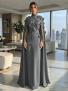 Jersey A-Line High Neck Formal Dresses with Wraps