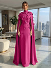 Jersey A-Line High Neck Formal Dresses with Wraps