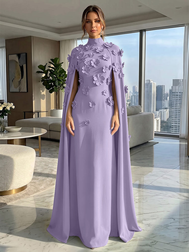 Jersey A-Line High Neck Formal Dresses with Wraps