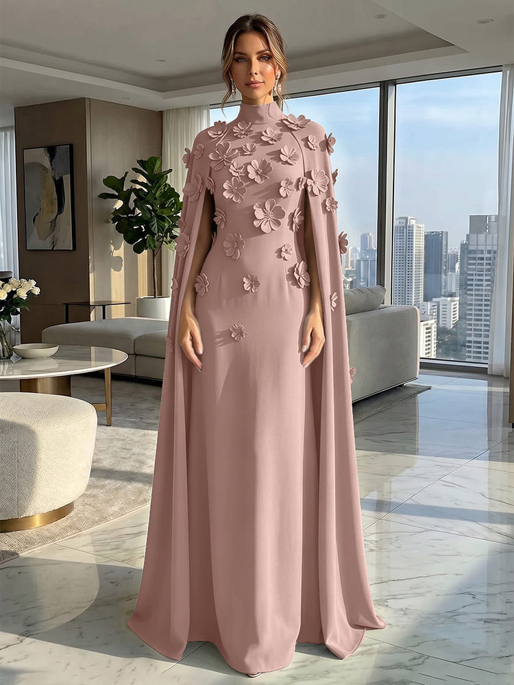Jersey A-Line High Neck Formal Dresses with Wraps