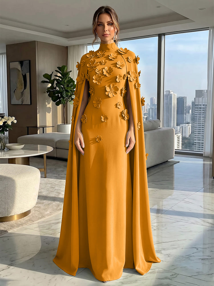 Jersey A-Line High Neck Formal Dresses with Wraps