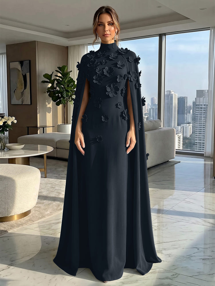 Jersey A-Line High Neck Formal Dresses with Wraps